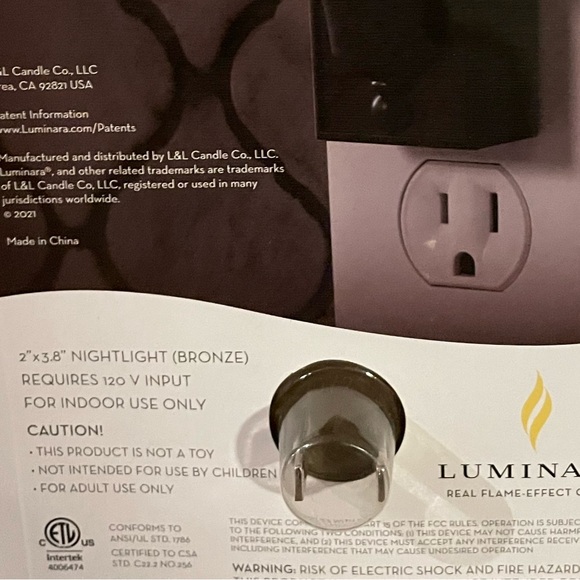 COPY - Luminara Electric Plug-In Bronze Nightlight. - Picture 3 of 3
